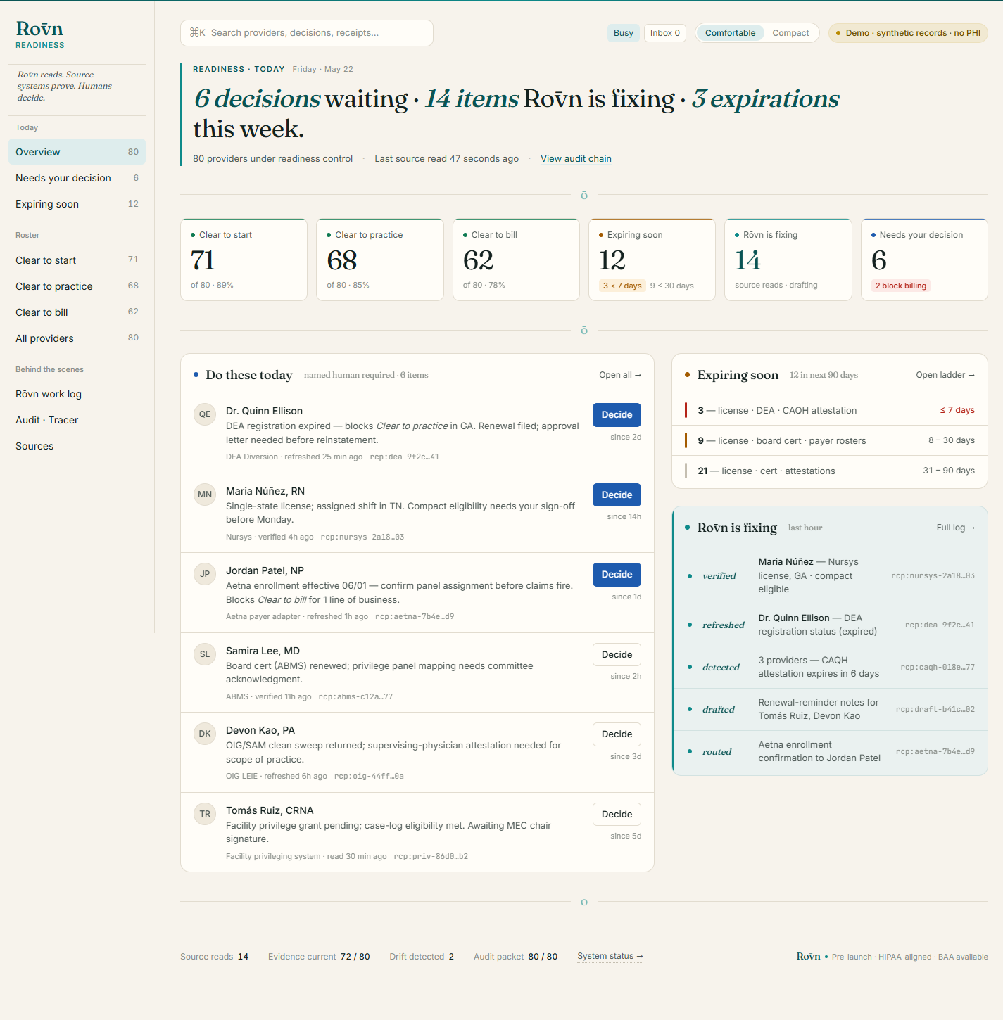 Rōvn Readiness, homepage